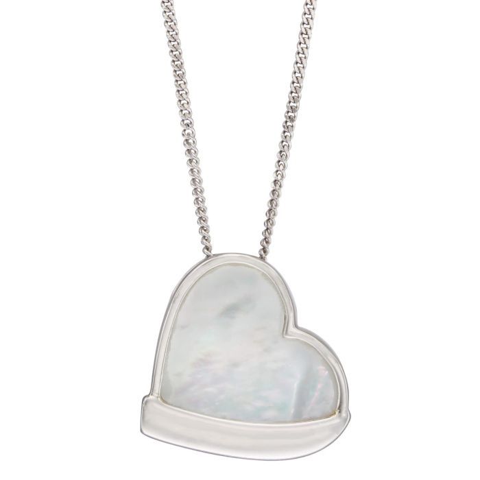 Silver Mother of Pearl Heart Pendant Necklace