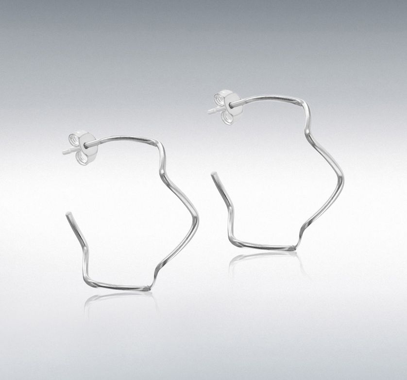 Sterling Silver Zig-Zag Hoop Earrings
