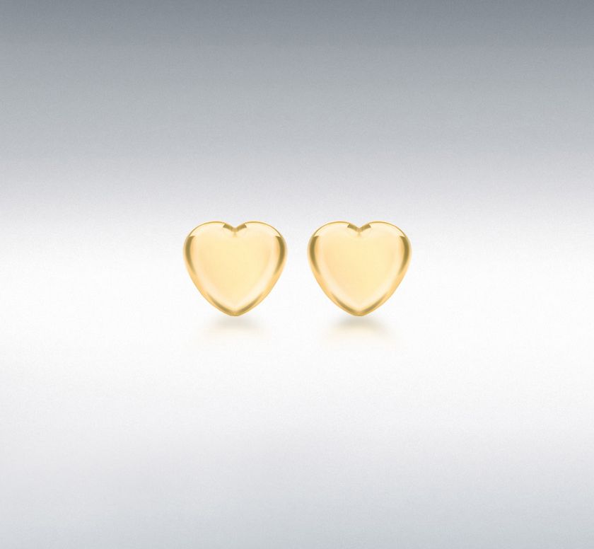 Yellow Gold-Plated Heart Stud Earrings