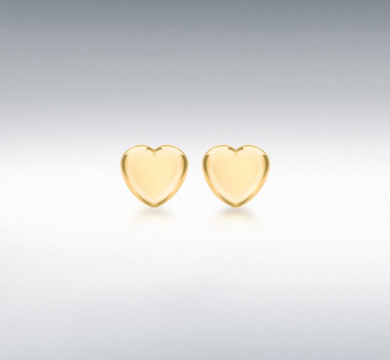 Yellow Gold-Plated Heart Stud Earrings