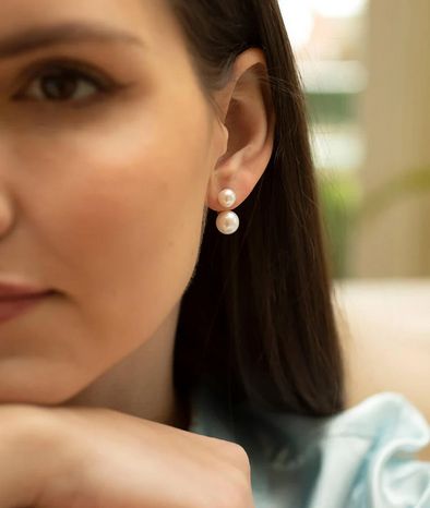 Sterling Silver Duo Pearl Earrings