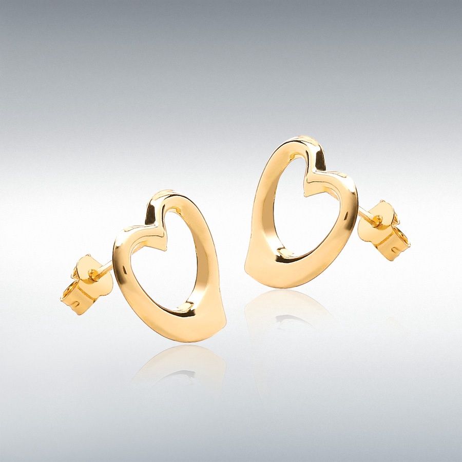 9ct Yellow Gold Open Heart Stud Earrings