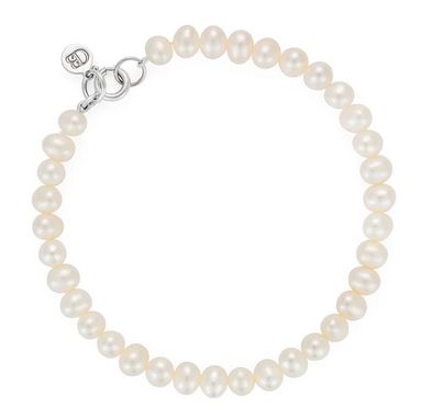 Sterling Silver Button Pearl Bracelet