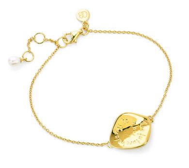 Silver Gold Plated Dream Inscription Pearl Bracelet