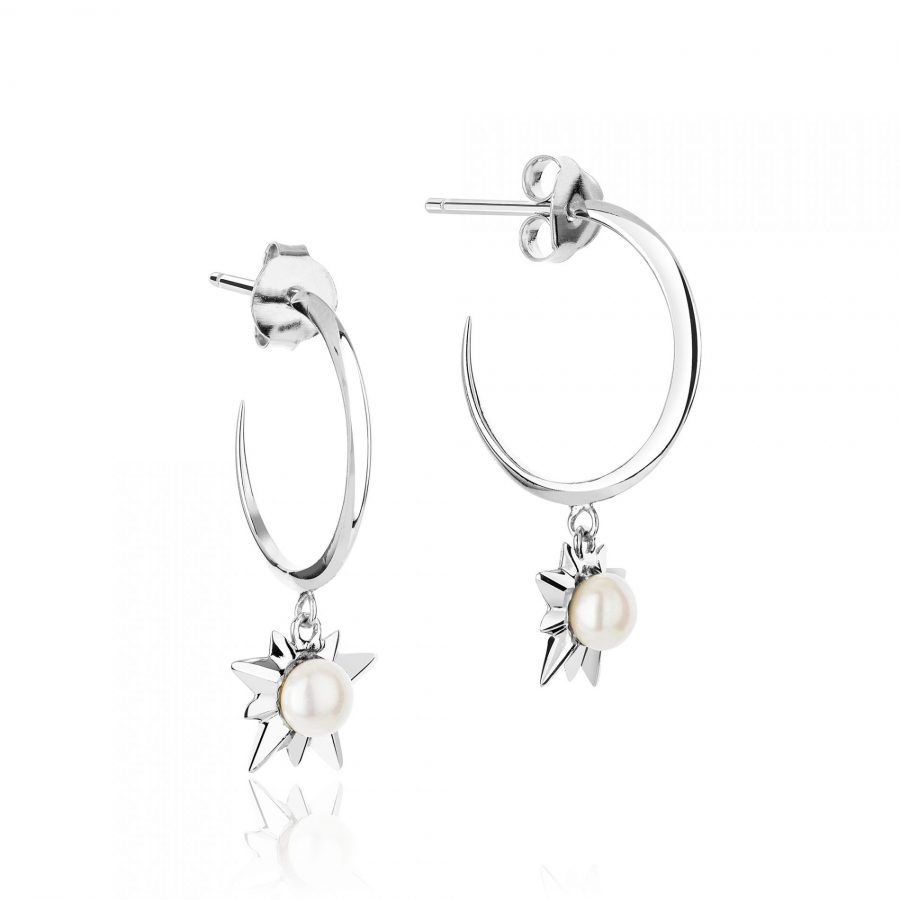 Sterling Silver Sunburst Galaxy Hoop Earrings