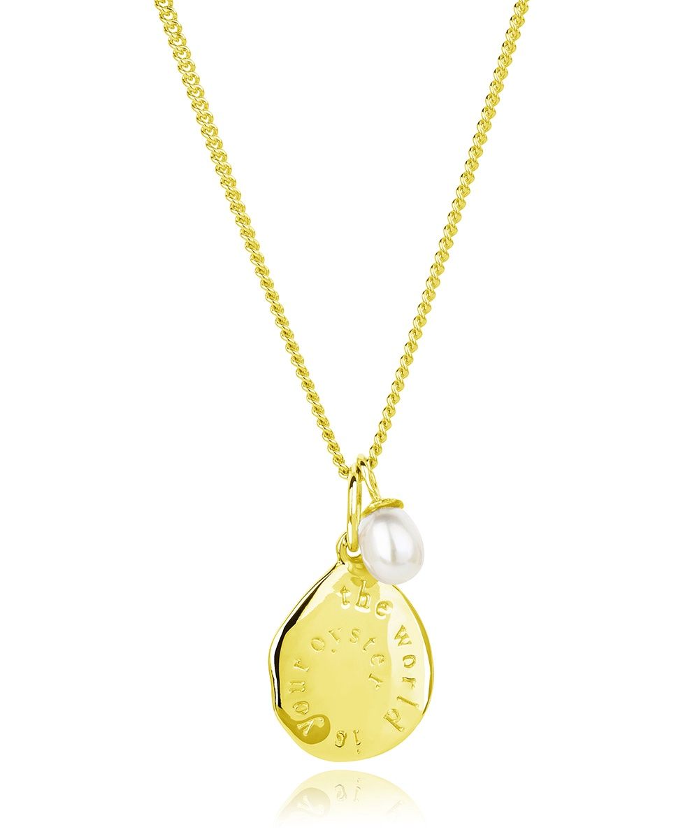 Silver Gold Plated The World Is Your Oyster Micro Necklace