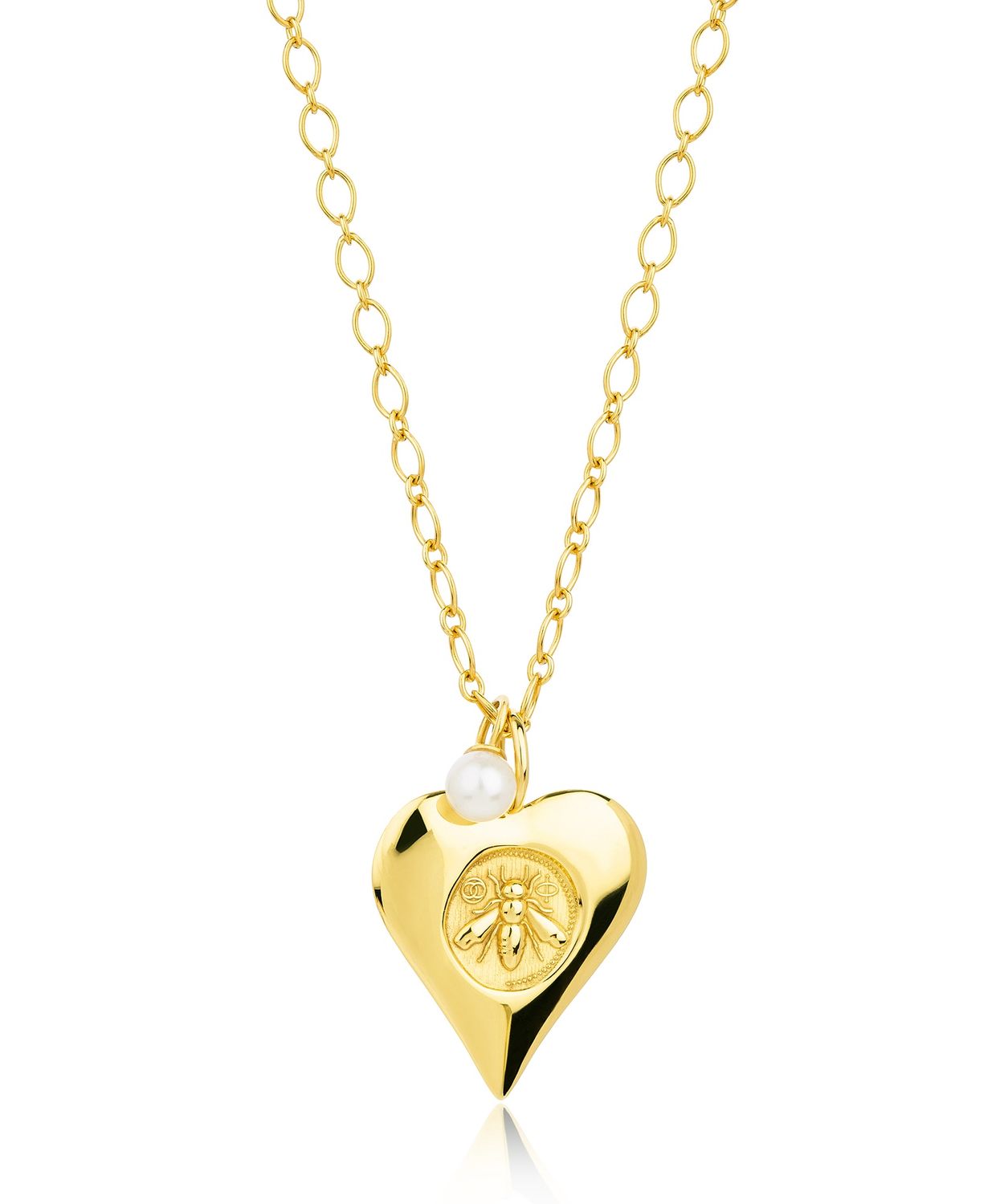 Silver Gold Plated Signature Bee Stamped Necklace