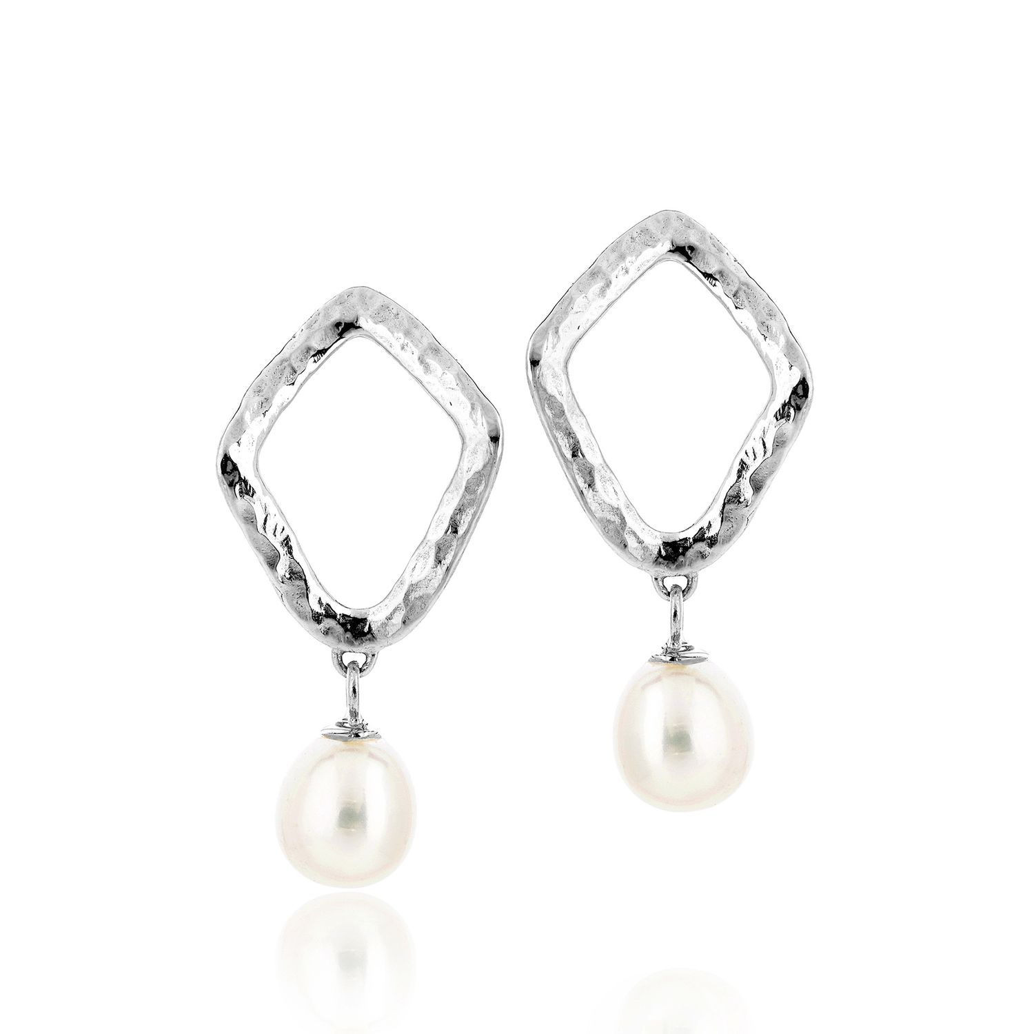 Sterling Silver Thalassa Ripple Stud Earrings With Pearl Drop