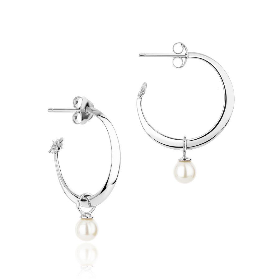 Sterling Silver The Sun And The Moon Hoop Earrings