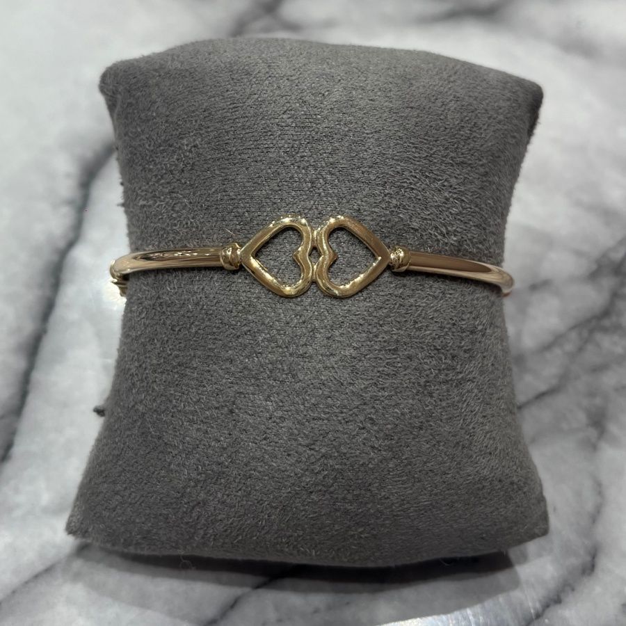 Pre-Owned 9ct Yellow Gold Heart Bangle