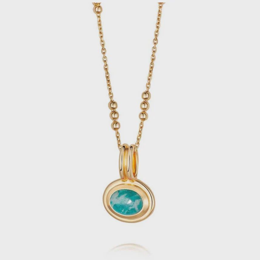 Silver Gold Plated Amazonite Pendant Necklace