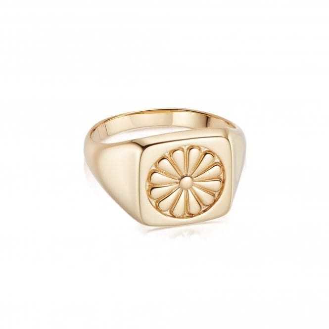 Silver Gold Plated Daisy Bloom Signet Ring