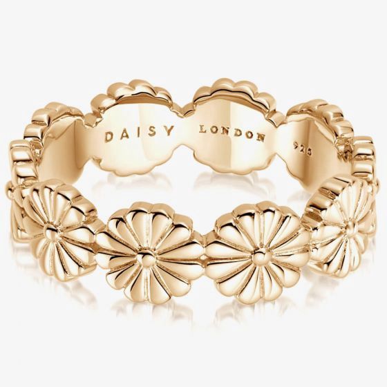 Silver Gold Plated Daisy Bloom Crown Band Ring