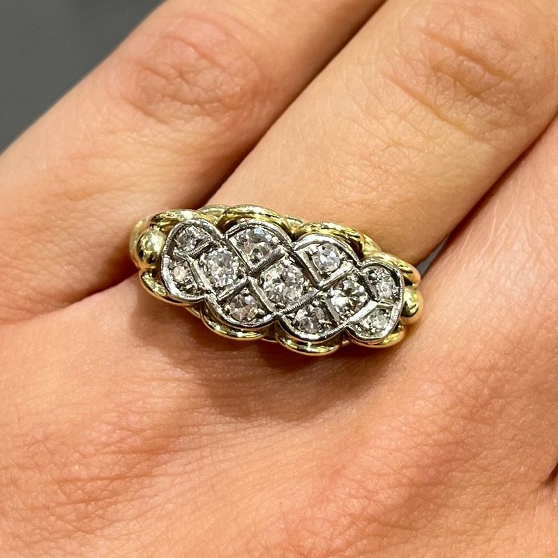 Pre-Owned 14ct Yellow Gold Vintage 0.30ct Diamond Set Fancy Ring