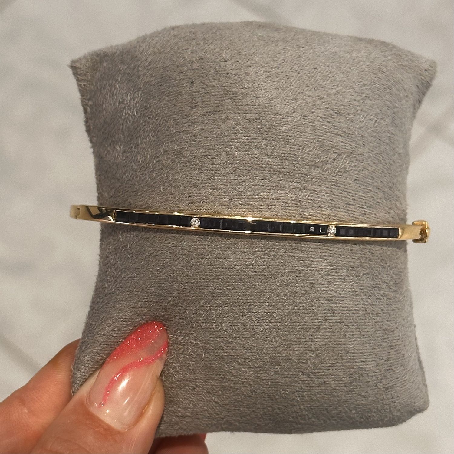Pre-Owned 18ct Yellow Gold Sapphire and Diamond Bangle  Dia 0.06ct  Sap 1.90ct