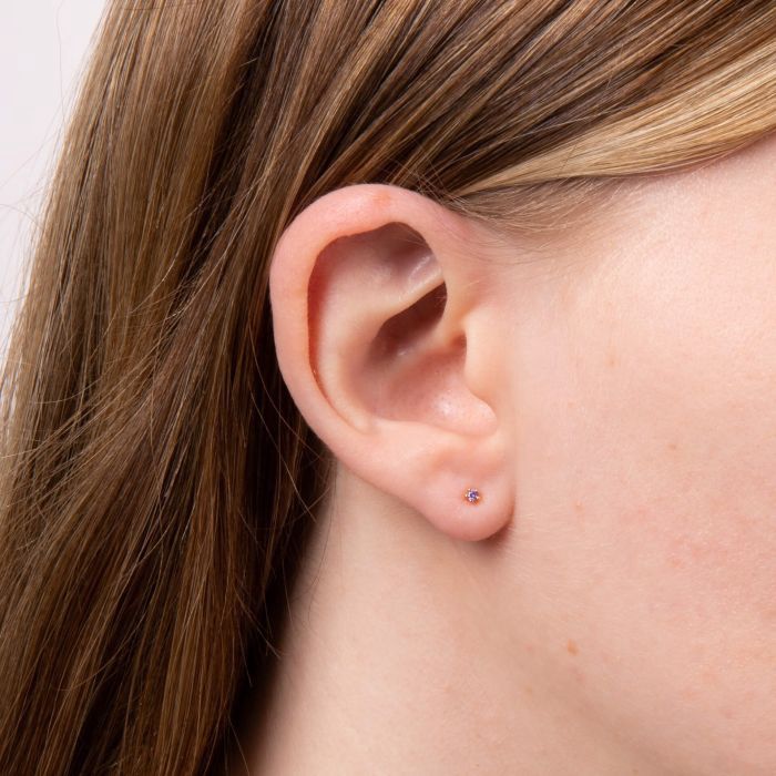 Silver Gold-Plated Purple Zirconia Studs