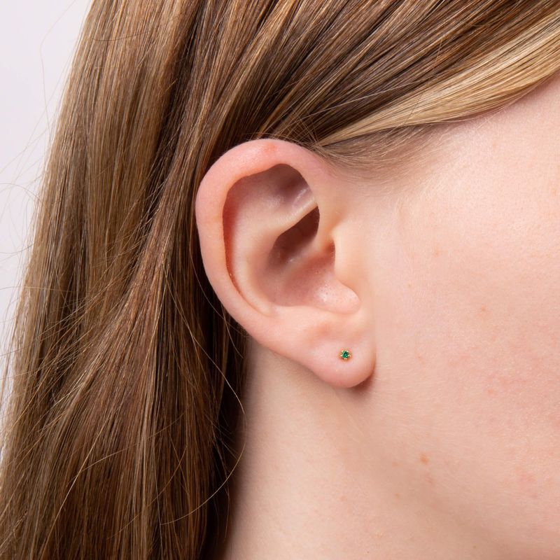 Silver Gold-Plated Green Crystal Studs