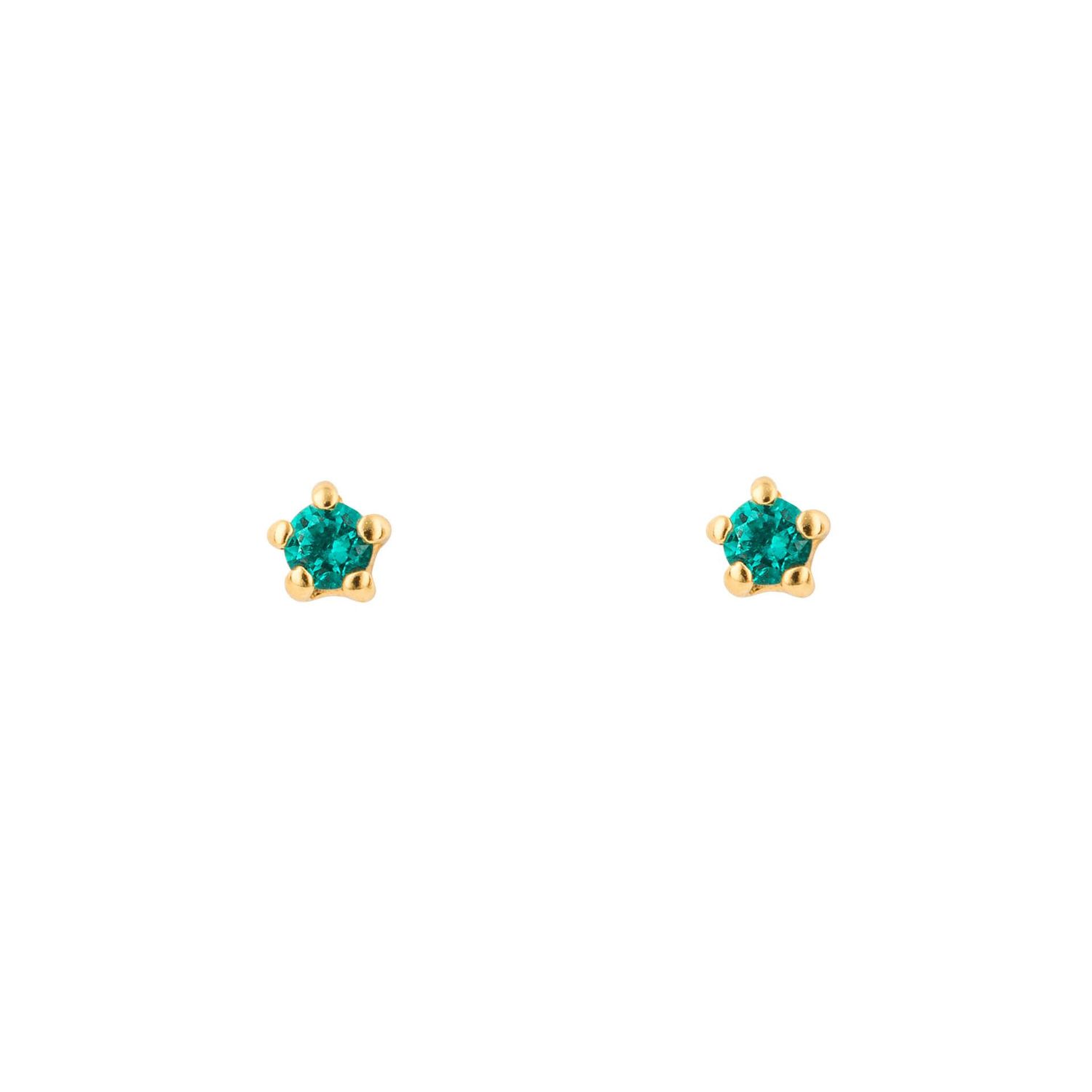 Silver Gold-Plated Green Crystal Studs