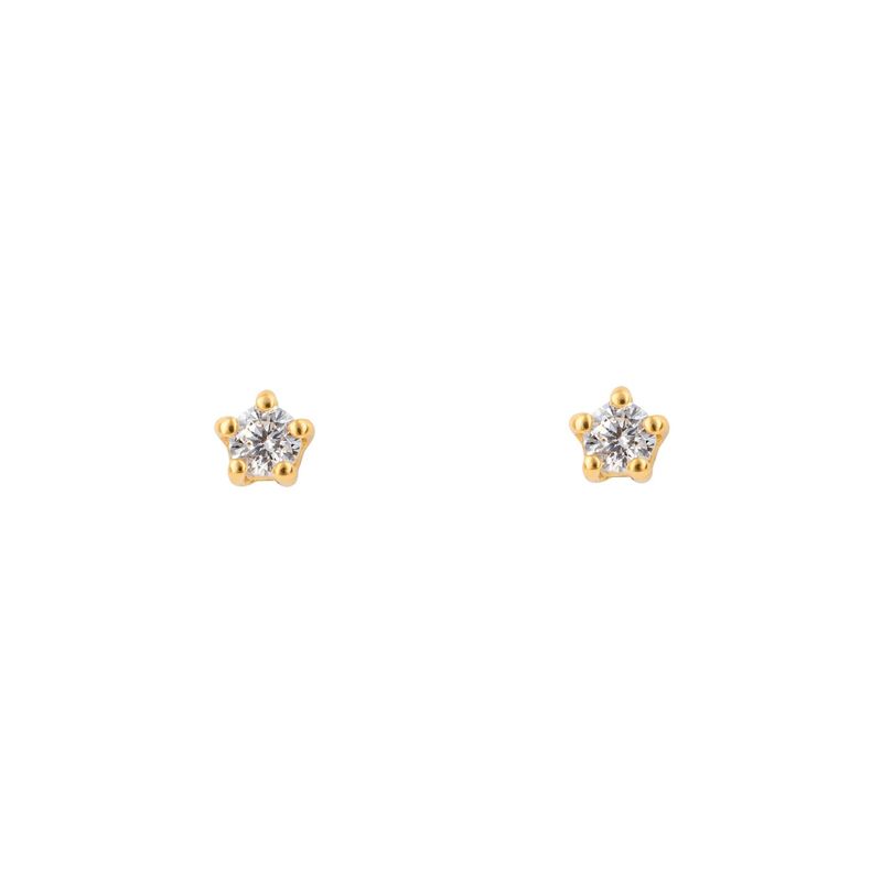 Silver Gold-Plated Clear Zirconia Stud Earrings Silver Gold-Plated Clear Zirconia Stud Earrings