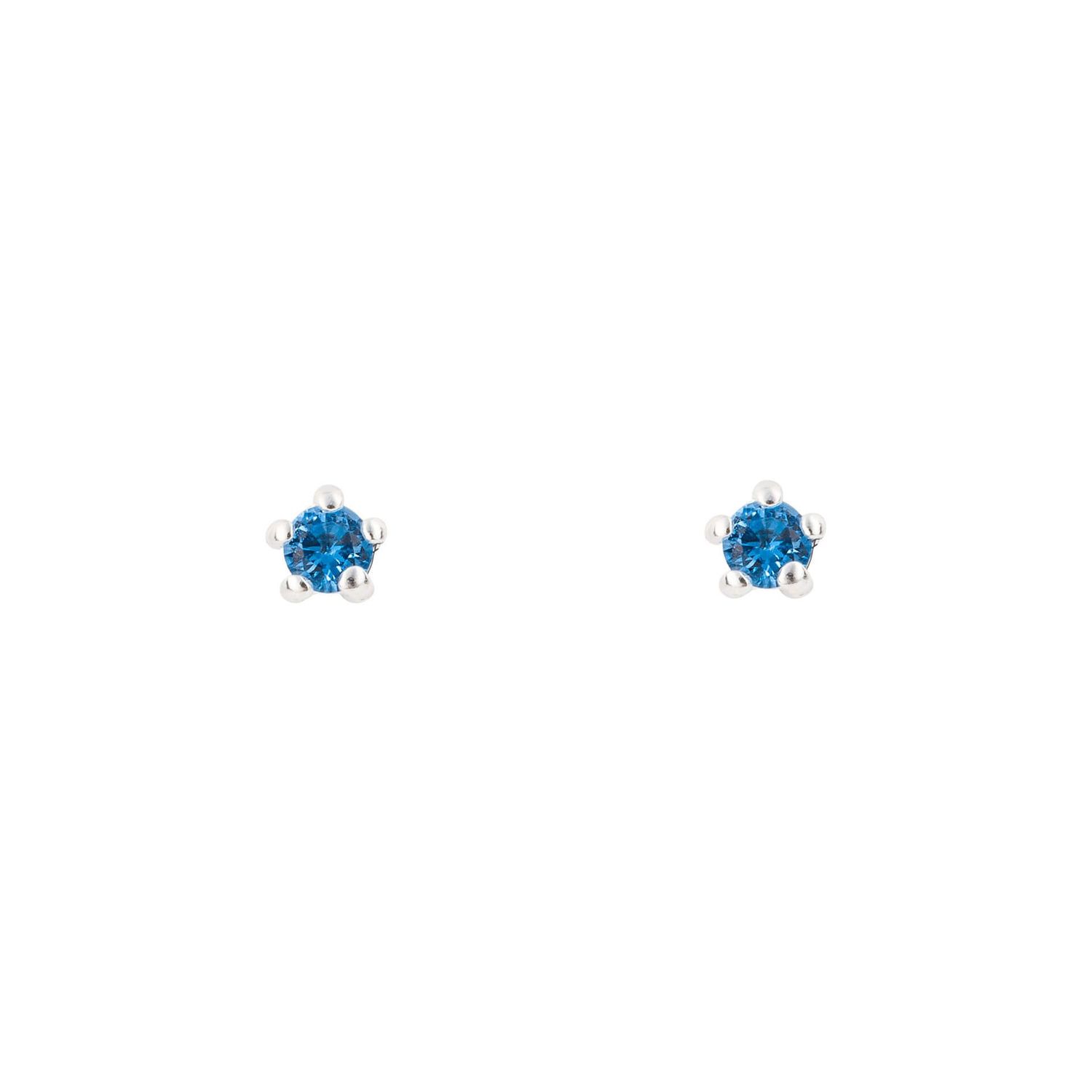Silver Blue Crystal Stud Earrings