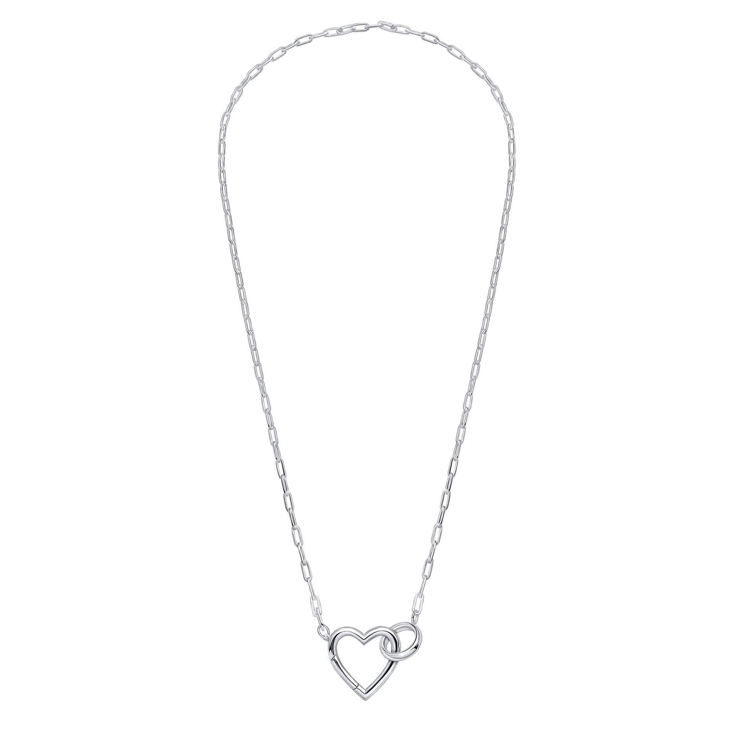Silver Heart Connection Chain Necklace