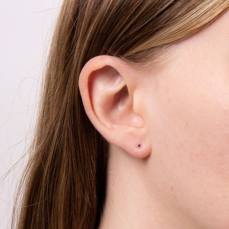 Silver Pink Crystal Stud Earrings