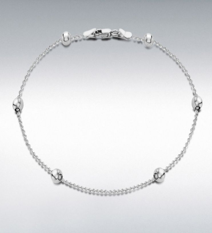Sterling Silver Ball Chain Anklet 23cm/9&quot;