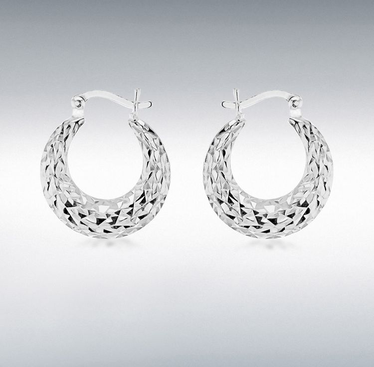 Faceted Silver RP Creole Earrings
