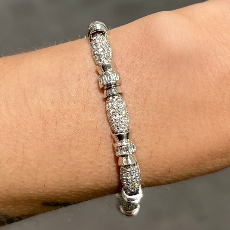 Pre-Owned 18ct White Gold 3.60ct Diamond Tennis Bracelet