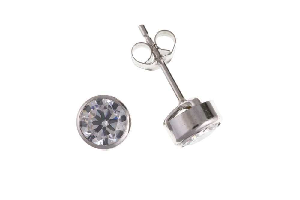 9ct White Gold Cubic Zirconia Stud Earrings