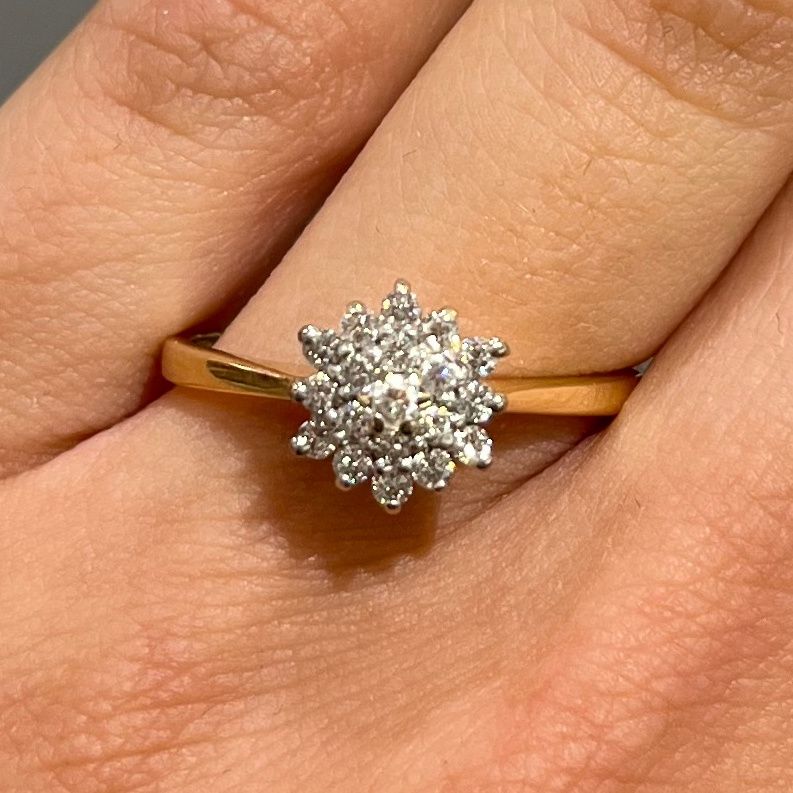Pre-Owned 18ct Yellow Gold 0.25ct Diamond Cluster Ring