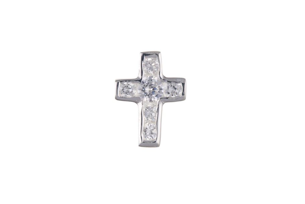 Cubic Zirconia Men&#39;s Cross Stud Earring