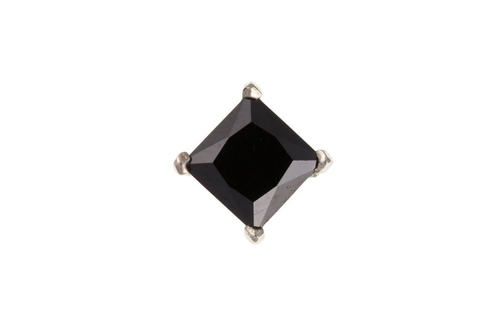 Square Black Cubic Zirconia Men&#39;s Stud