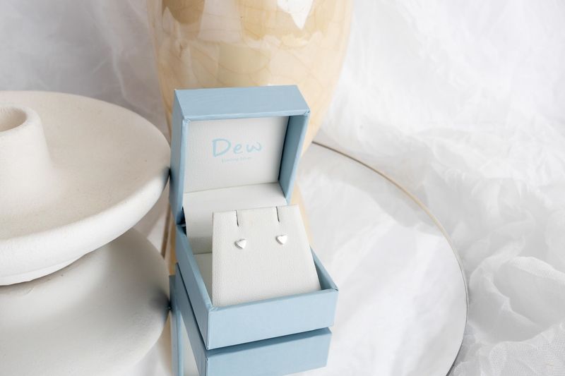 Dew Mini Heart Silver Stud Earrings