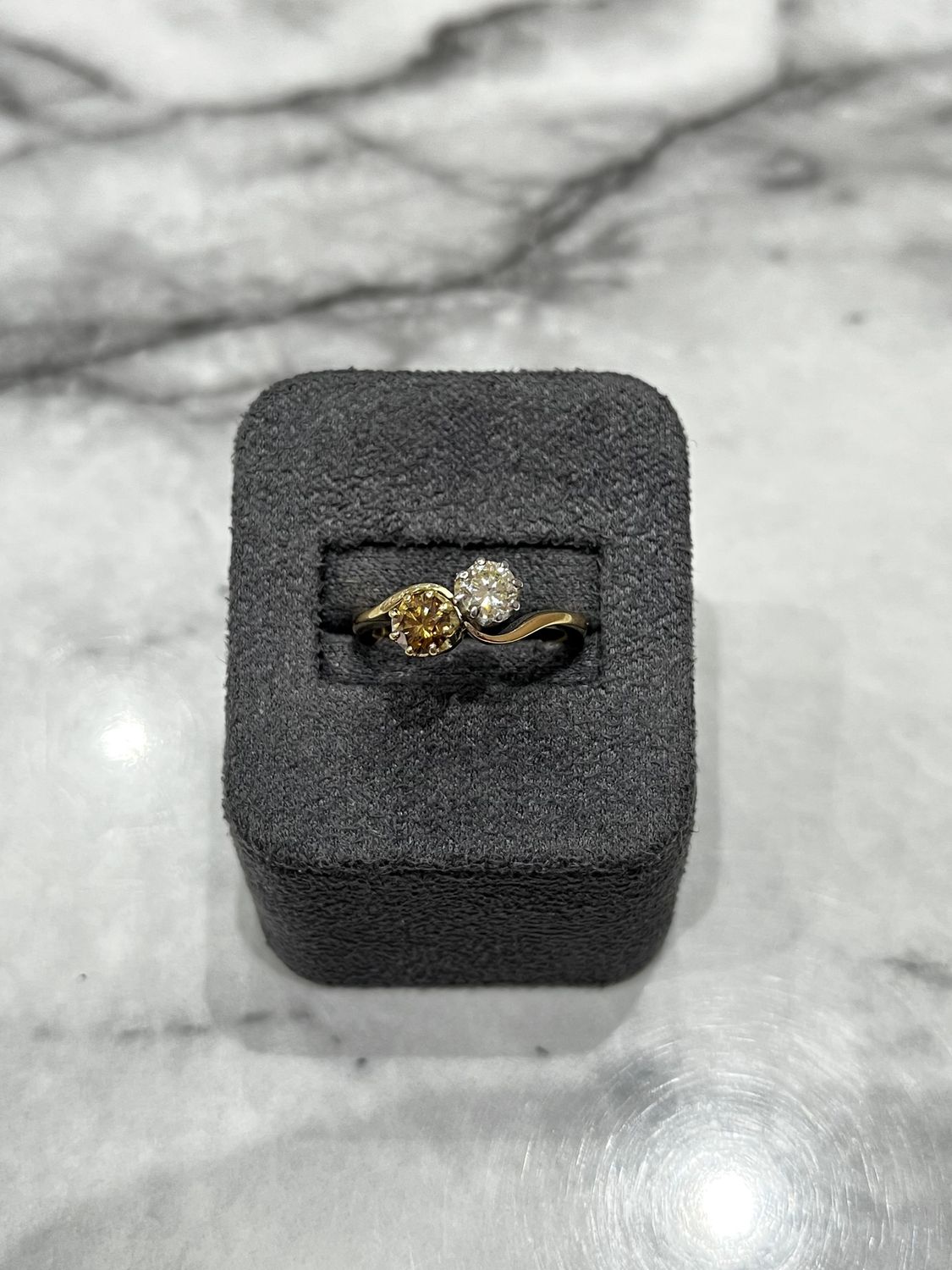 Pre-Owned 18ct Yellow Gold 0.80ct Two Stone Diamond Ring