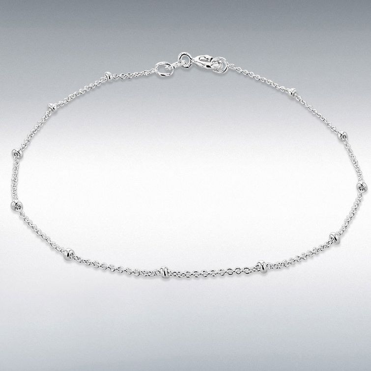 Silver Balls and Trace Chain Bracelet 18cm/7&quot;