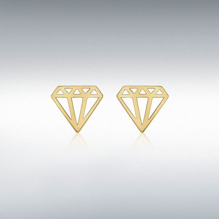 9ct Yellow Gold Diamond-Outline Stud Earrings
