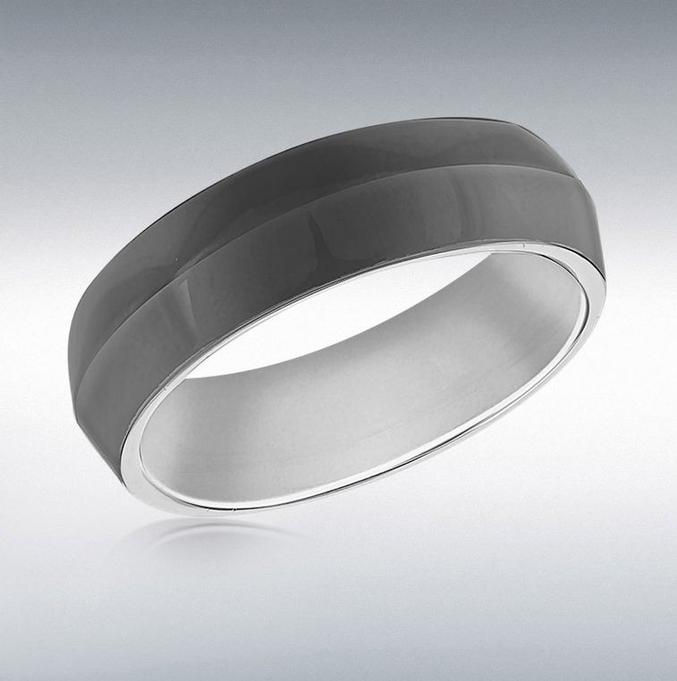 Silver Black Rhodium-Plated Band Ring