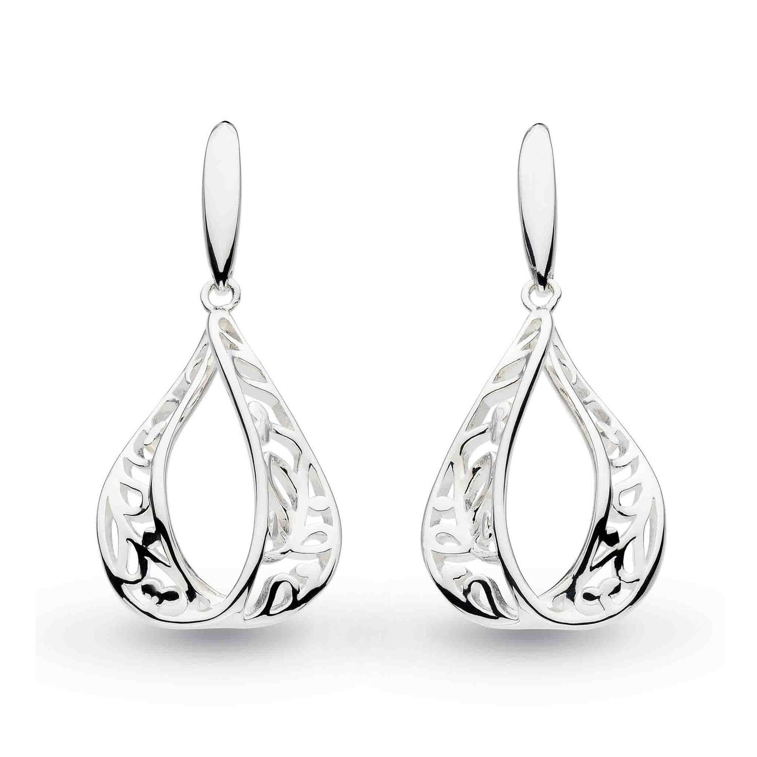 Silver Blossom Flourish Loupe Drop Earrings