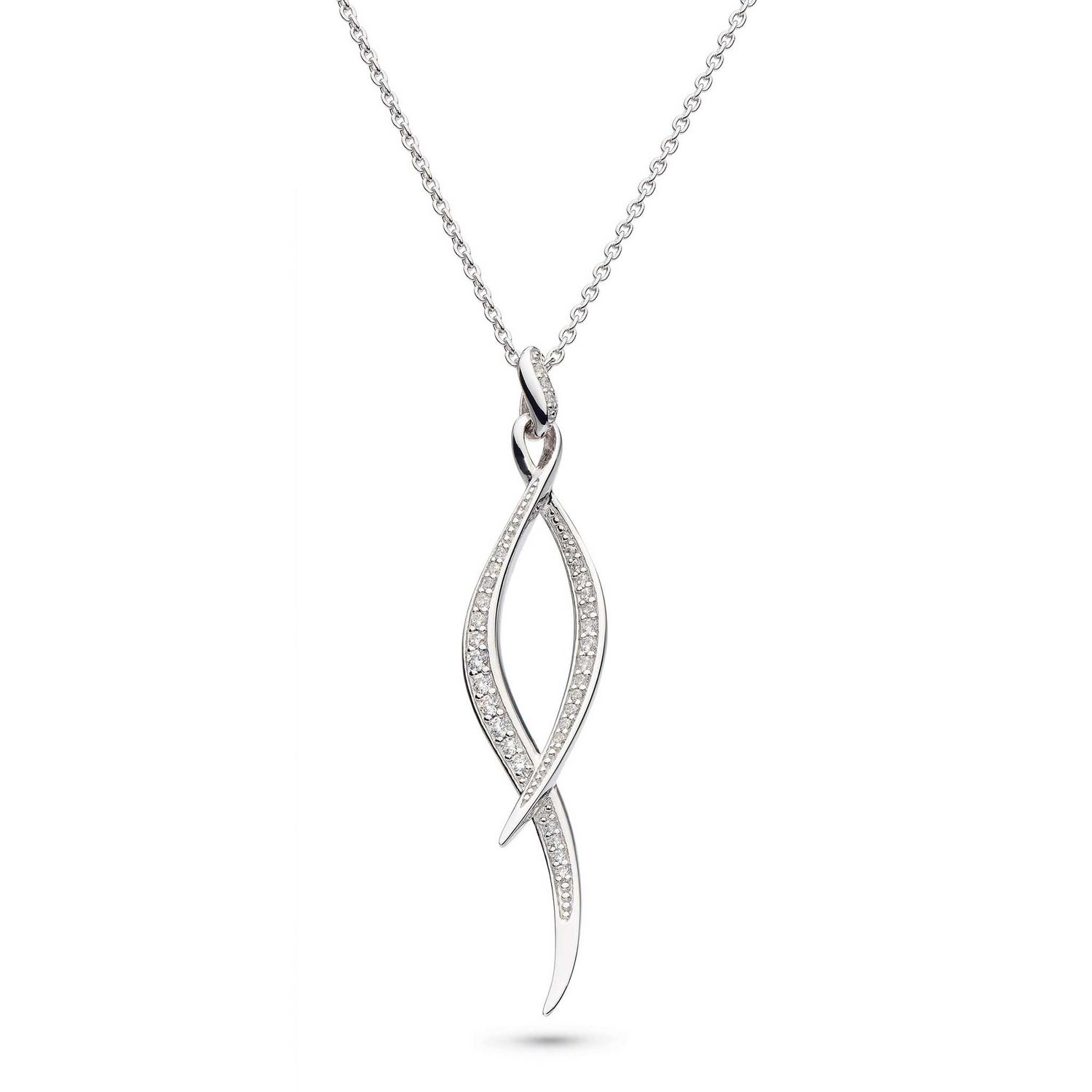 Silver Entwine Twine Twist Pavé Necklace 20&quot;