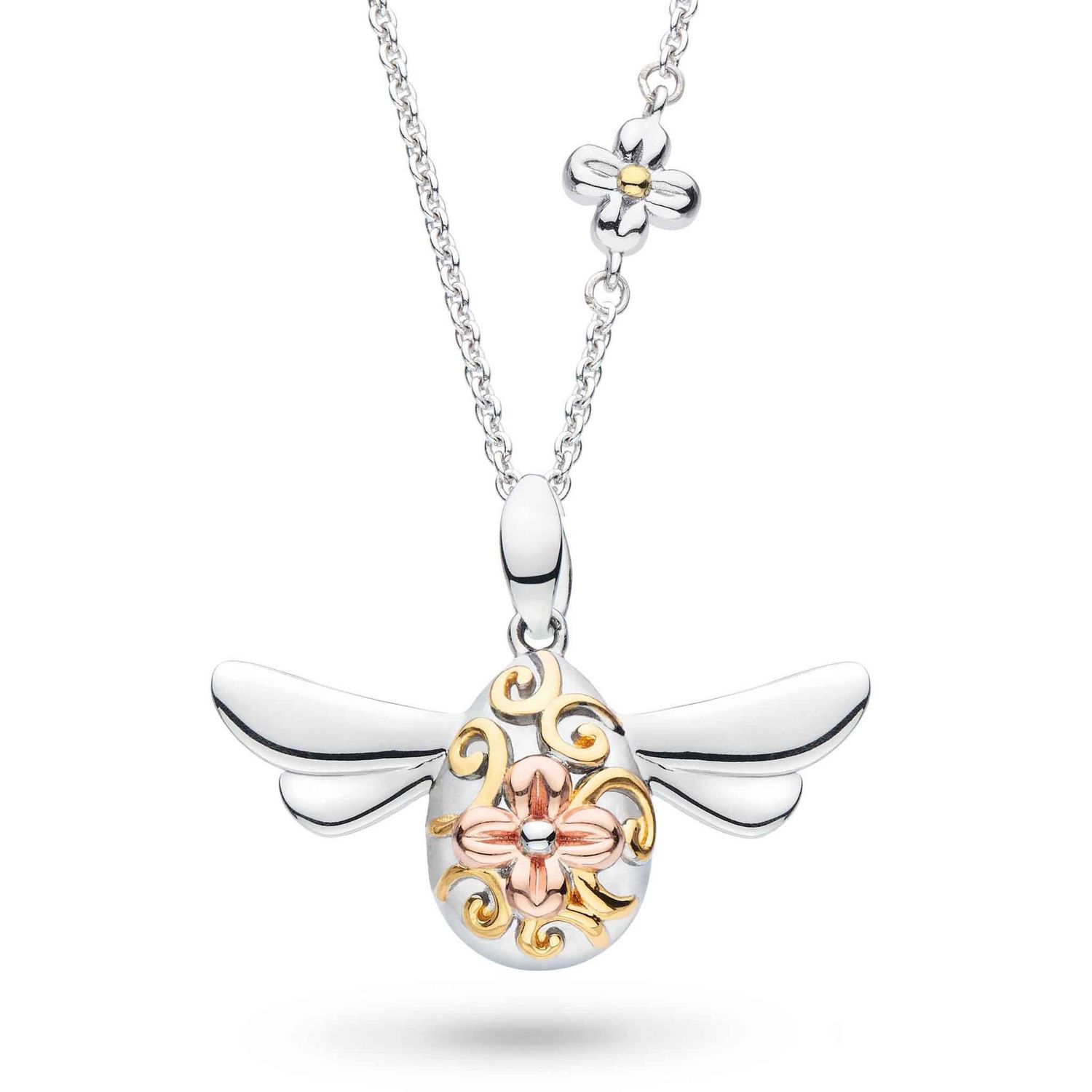 Silver Blossom Flyte Queen Bee Necklace 22&quot; with Gold-Plating