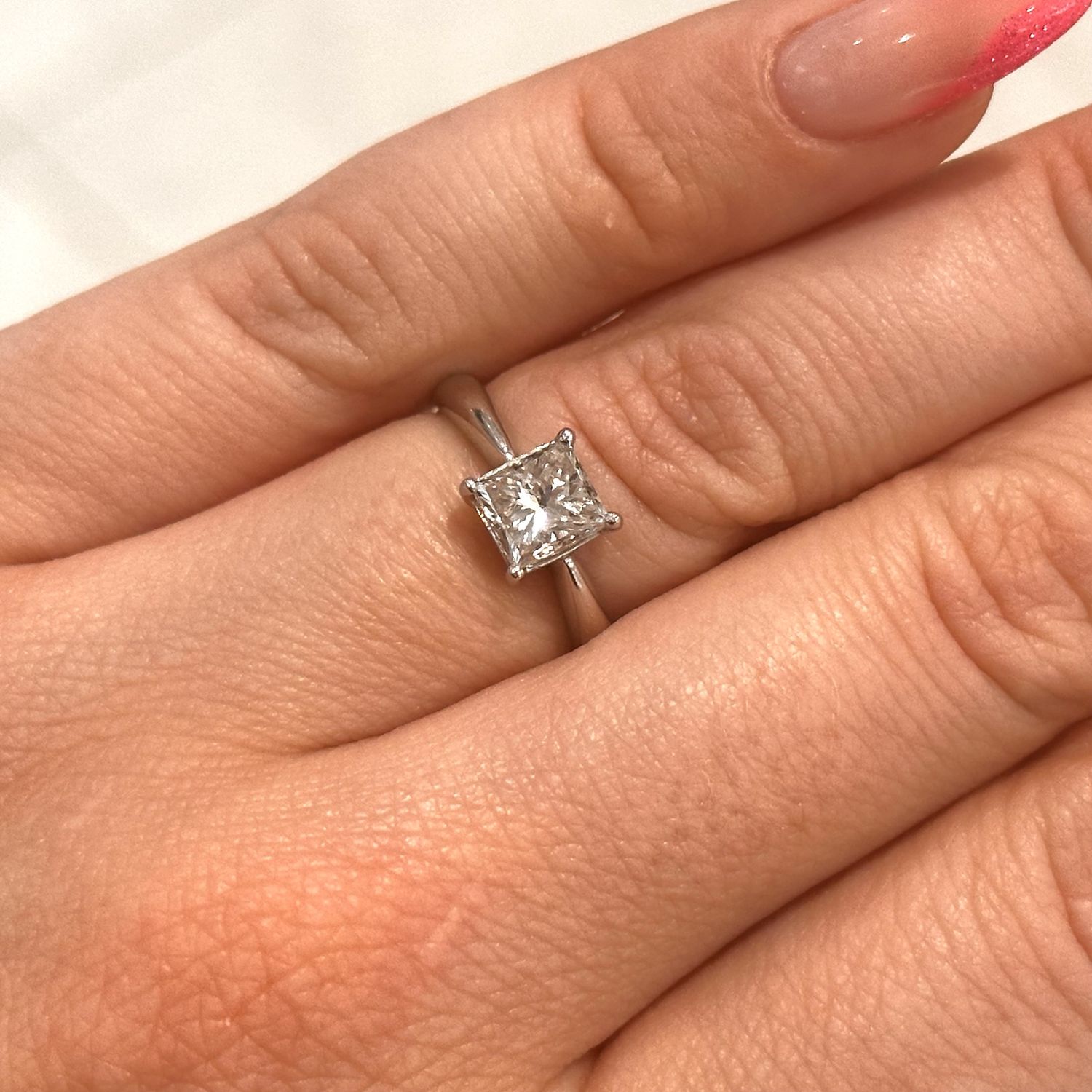 Pre-Owned 18ct White Gold 1.00ct Princess Cut Diamond Ring