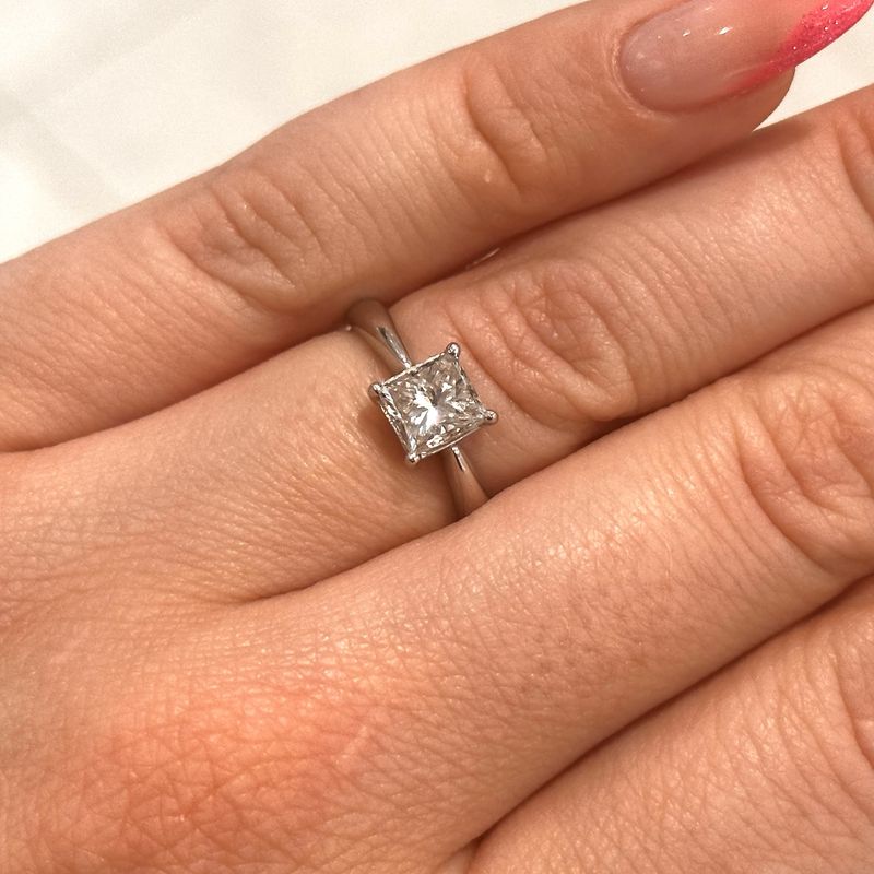 Pre-Owned 18ct White Gold 1.00ct Princess Cut Diamond Ring
