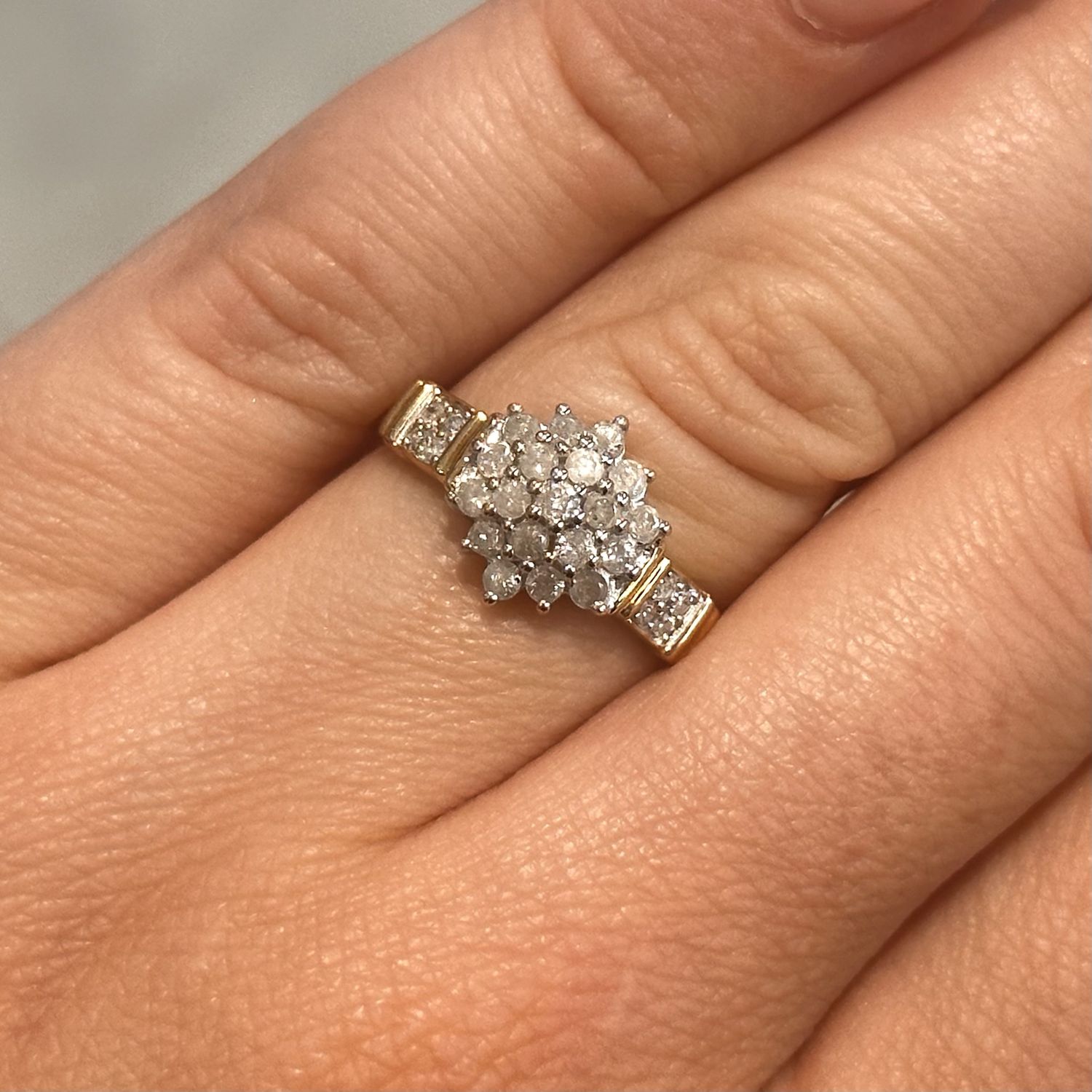 Pre-Owned 9ct Yellow Gold 0.50ct Diamond Flower Cluster Ring