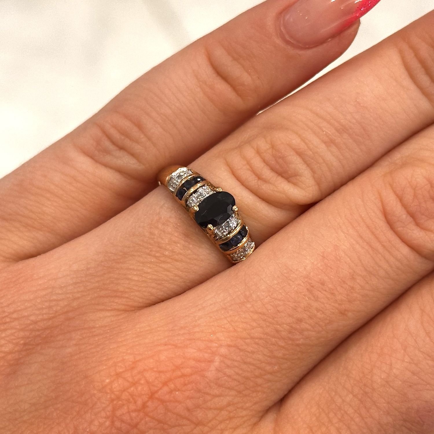 Pre-Owned 9ct Yellow Gold Sapphire and Diamond Ring