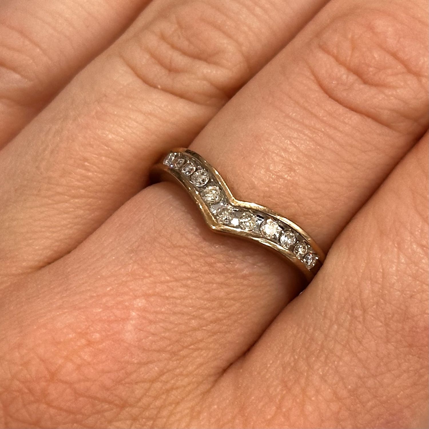 Pre-Owned 9ct Yellow Gold Wishbone Diamond Ring 0.25ct I I1