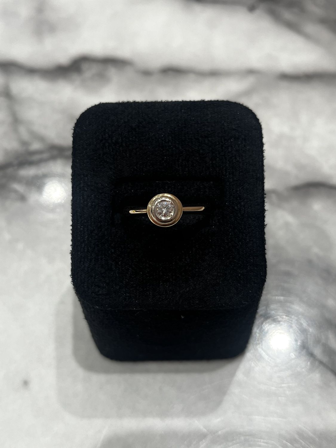 Pre-Owned 14ct Yellow Gold 0.14ct Diamond Rubover Solitaire Ring