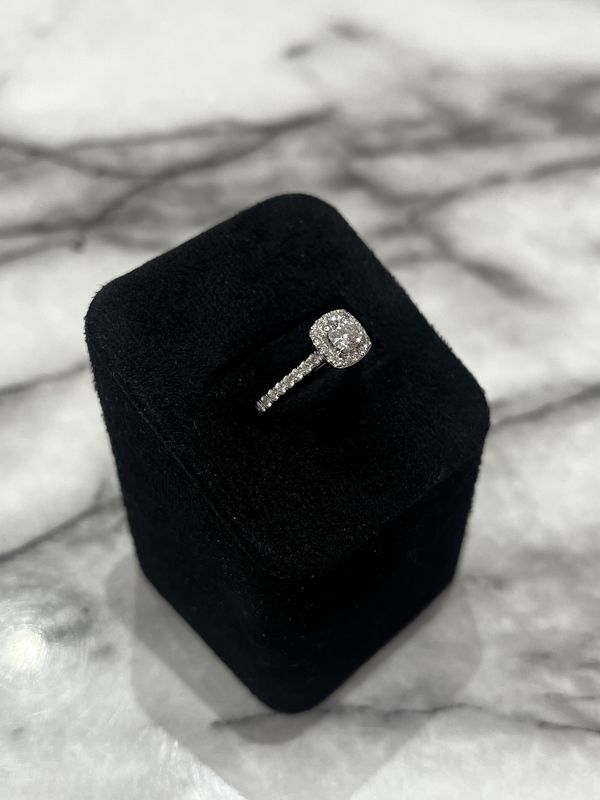 Pre-Owned 18ct White Gold 0.66ct Diamond Halo Cluster Ring