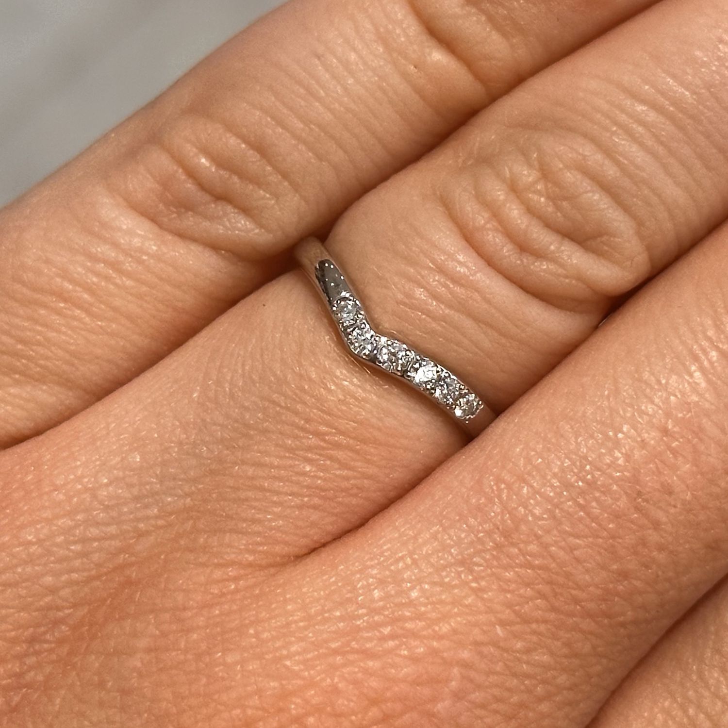 Pre-Owned Platinum 900 Diamond Half Eternity Wishbone Ring 0.12ct