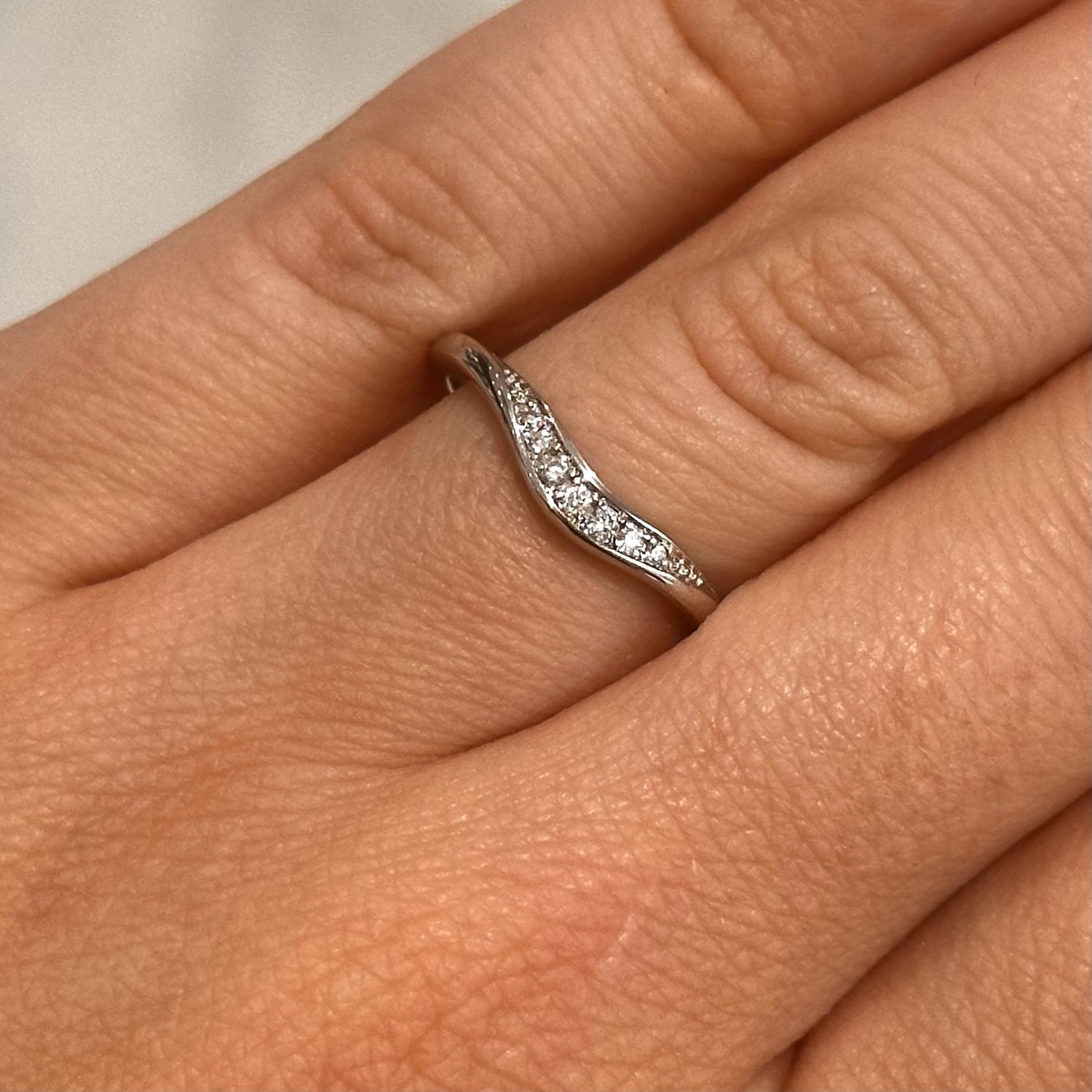 Pre-Owned 18ct White Gold Wishbone Diamond Ring 0.05ct